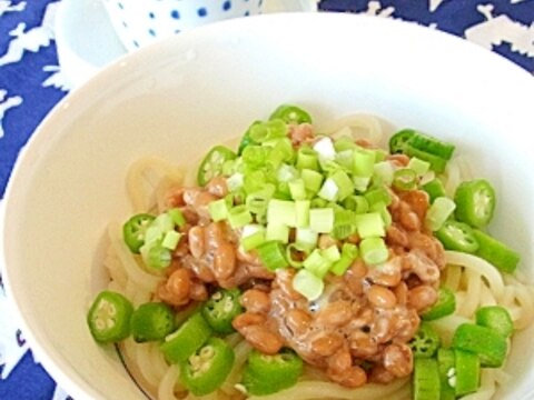 冷やしうどん☆ネバネバ納豆オクラ